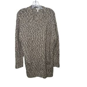 LOGO Lori Goldstein L Cardigan Sweater Speckled‎ Knit Open Front Pockets Cozy